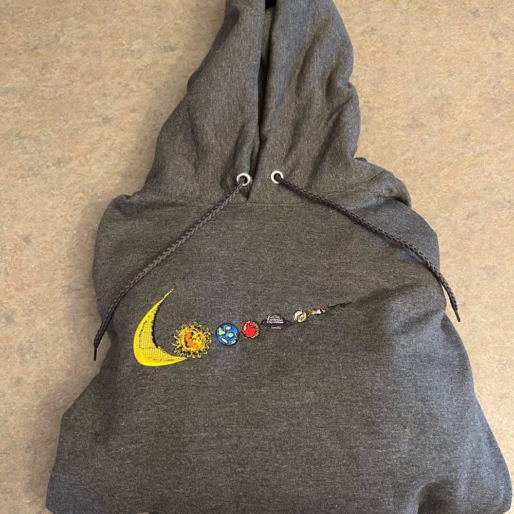 Embroidered Nike Sign Space themed Hoodie